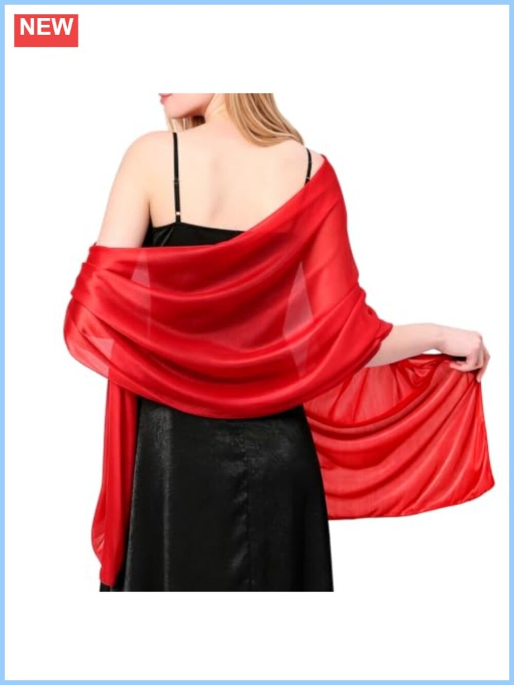 Women Silky Sheer Shawl Wrap Shimmer Organza Scarf Evening